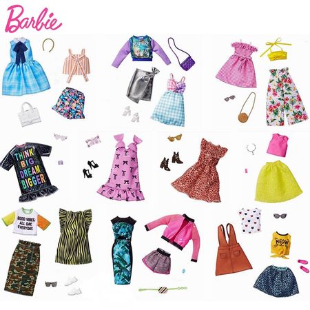 Original Barbie Accessories Dress Outfits Dolls Clothes Toys for Girls Bag Necklace Fashion Clothing Change Set Gifts Princess