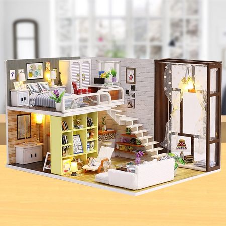 Doll House Accessories Miniature Dollhouse Furniture Kits Wooden Toys Model House For Dolls Toys Children Birthday Gifts