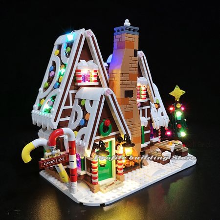 Gingerbreadlys House LED Compatible Creator christmas city building block Led Light Set compatible 10267 christmas toys gift