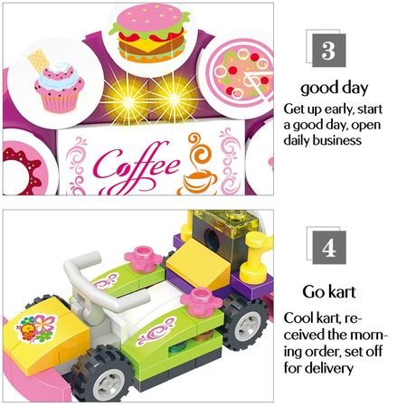 534pcs City Girls Coffee House Building Blocks Compatible Friends Go-kart DIY Figures Bricks Educational Toys for Girls