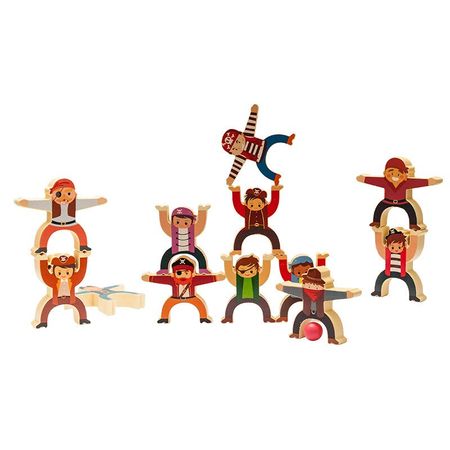 Wooden Hercules Cartoon Pirate Balance Building Blocks Kids Educational Brain Game Toys for Children DIY Stacking Jade Wooden