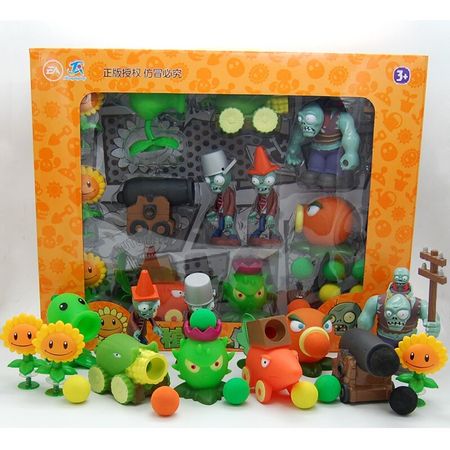 Large Genuine Plants vs Zombies Toys 2 Complete Set Soft Silicone Action Figure Model Toy Christmas Birthday Gifts for kids
