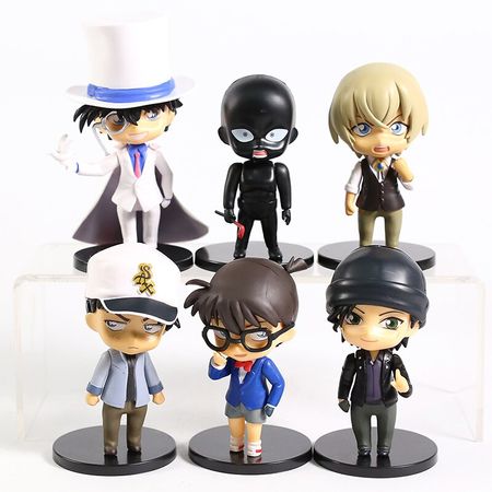 6Pcs/set Anime Detective Conan Kaitou Kiddo Hattori Heiji PVC Figure Toys Collection Model Dolls