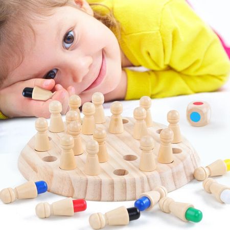 Children Wooden Chess Party Game Parent-child Memory Match Stick Chess Board Games Educational Wood Match Color Cognitive Toy