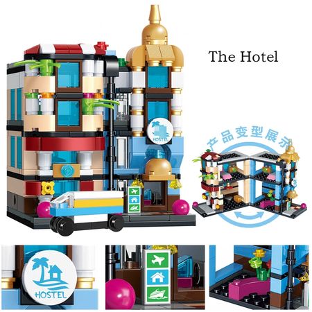 Architecture Mini Street View Restaurants Building Blocks Store Shop House Model DIY Mini Brick Figures Toys Fun Toys