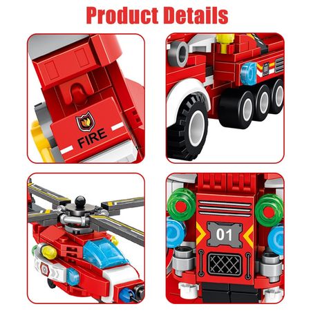 Fire Truck Mini Figures Car Accessories Blocks Children Toys Toys Kids Bricks Building Blocks Set Educational Toy For Boy