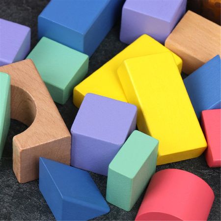 15Pcs/set Children Rainbow Colorful Wooden Stacking Blocks Toy Creative Wood Montessori Construction Building Educational Toys