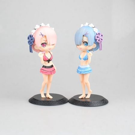 Qposket Anime Re:Zero Life in a different world from zero Ram Rem Swimsuit Ver. PVC Figure Collectible Model Doll Toy