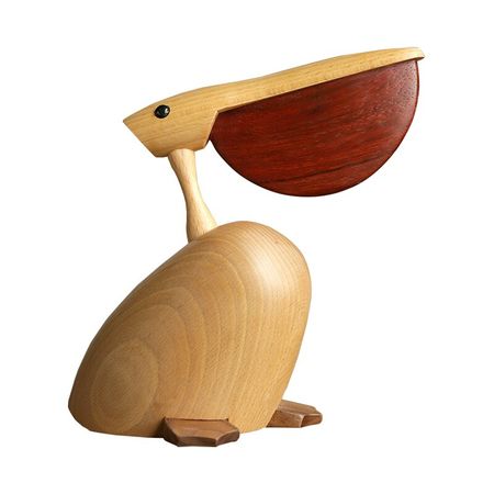 Wooden Pelican Model Home Decor Accessories Ornaments Animal Figurines Desktop Decor Display Wood Handmade Crafts Gifts Toys