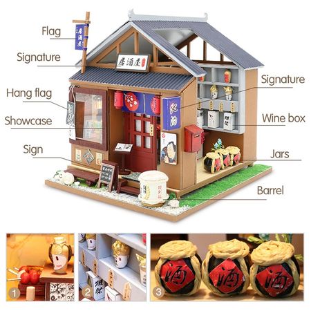 DIY MINI 3D Doll House Wooden Doll Houses Miniature Dollhouse Furniture Kit Toys for Children Christmas Gift M037