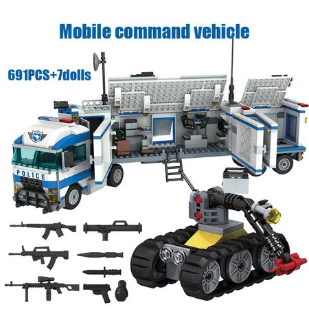 691PCS DIY SWAT Car Building Blocks City Police Station Helicopter Boat Vehicle Figures Bricks Toys for Childre