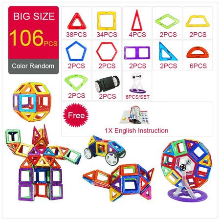 44pcs-157pcs Big Magnetic Designer Construction Set Model & Building Toy Plastic Magnetic Blocks Educational Toys For Kids Gift