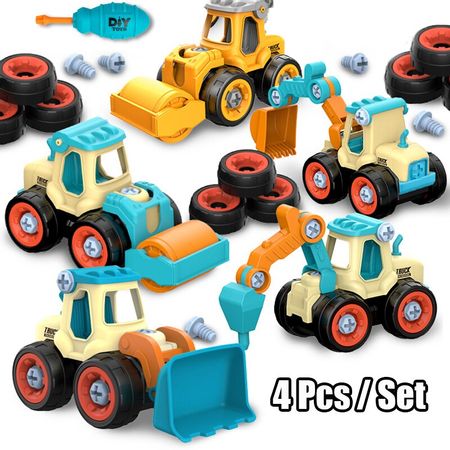 Children Puzzle DIY Disassembly Engineering Car Building Block Educational Toys For Kids Nut Assembly Vehicle Excavator Boys Toy