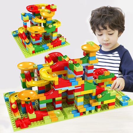 Marble Race Run Small Block Building Blocks  Maze Ball Funnel Slide Blocks DIY Bricks Toys For Children Gift