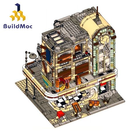BuildMOC Street View Series Downtown Diner 40173 Building Blocks Creator Bricks Model 99004 19001