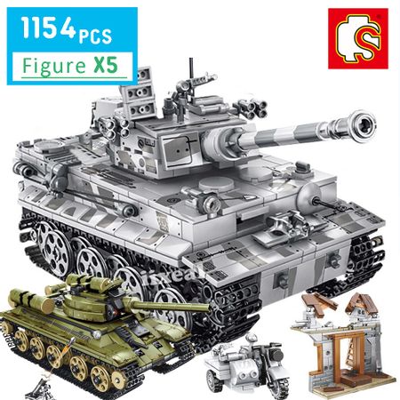 City Fit Lego Military Tank model Building Blocks SEMBO Police WW2 Tank Fighting Soldiers 5 Figures Bricks Kids Toys for Boys