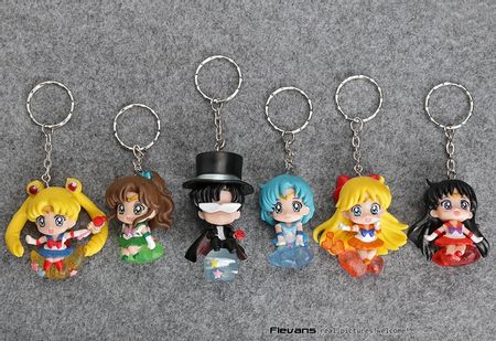 Sailor Moon Candy Series Tsukino Usagi Tuxedo Mask Sailor Venus Mercury Mars Jupiter PVC Figures Toys Keychains 6pcs/set