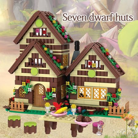 680PCS City Dwarf Huts DIY Building Blocks Friends House Villa Snow White Figures Bricks Toys For Children Girls