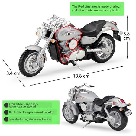 1:18 WELLY Motorcycle Kawasaki Vulcan 1500 Metal Diecast Alloy Model Toys Gift