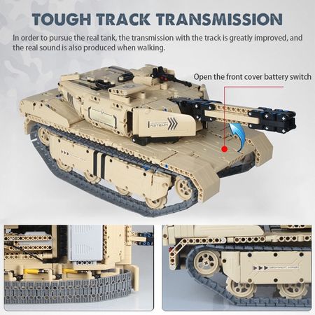 1276 PCS 2.4G RC Tank M1A2 Model Building Blocks Technic Military Remote Control 50M Distance Tank Bricks Toys for Boys