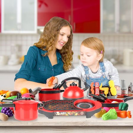 Simulation Kitchen Toys Cookware Pot Oven BBQ Pretend Play Cook Play Toy Kitchen Items Kids Kitchen Set Educational Play House