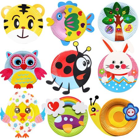 4Pcs Children 3D DIY Paper Tray Sticker Painting Toys Art Crafts Handmade Kindergarten Creative Paste Kids Toy For Girls Gift