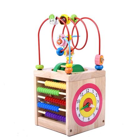 Novelty Wooden Educational Learning Toys for Children Baby Montessori Math Toy Beetle Four Sides Around Bead Treasure Box Gift