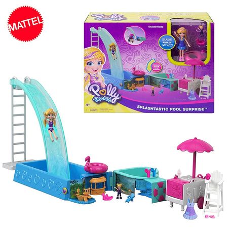 Original Polly Pocket Toys Swimming Pool Party Set Nesting DollsToys for Girls Doll Accessories Hot Toys for Children Birthday