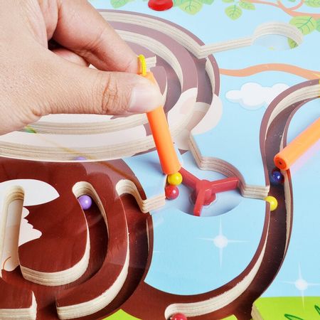 Wooden Magnetic Pen Track Maze Puzzle Game Parent-Child Educational Toy Baby Intelligence Development Learning Toys for Children