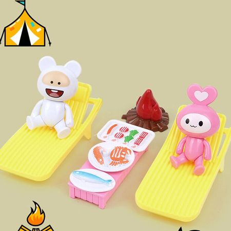 Forest Family 1/12 BBQ Mini Flower Pot Panda Squirrel Animal Doll Bunny Picnic Set Game House Girl Doll House Gift