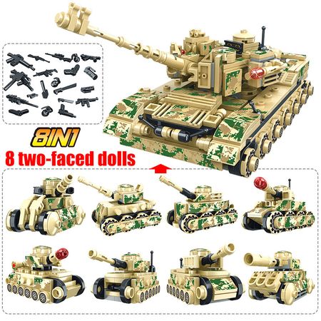 853PCS WW2 Soviet Russia Tiger Tank Army Building Blocks Military Tank Weapons Soldier Figures Bricks Toys for Children
