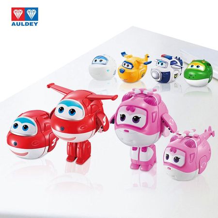 AULDEY Super Wings 4PC set twisted toy blind box toy deformation robot Ledi and xiaoai，bag police give children birthday gifts