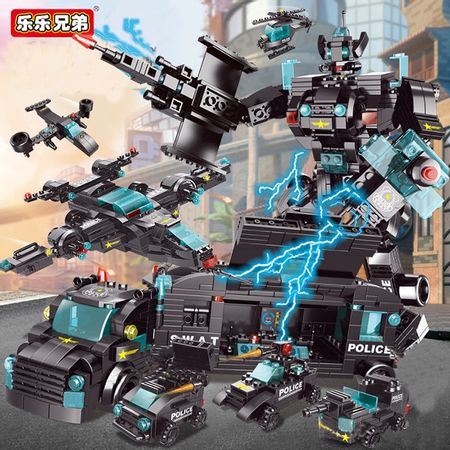 Mini Police Command Vehicle Buliding Blocks Boy Transform Robots Bricks Figures Educational Toys Children Christmas Gift