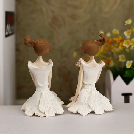 2pcs/set Beautiful Angel Resin Craft Fairy Figurines Wedding Gift Home Deskto Decoration Accessories Souvenirs