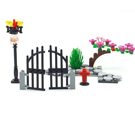 City Street House Accessories Building Blocks Doors Gate Fire Hydrant LED Light Model Light-Emitting Bricks compatible with lego