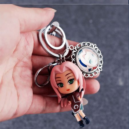 Anime Naruto Kakashi Sakura Sasuke Keychain Figure Collection Model Toys Key Chain Toys with Metal Box