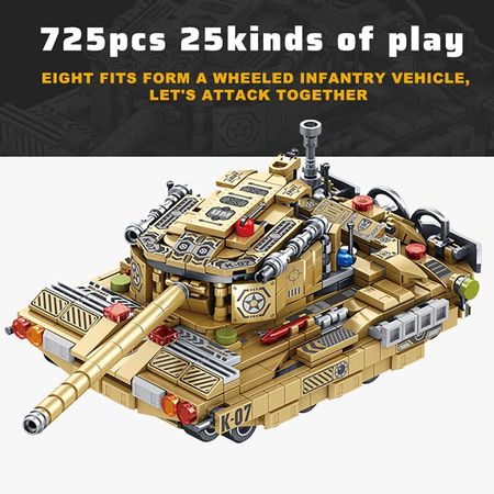 725PCS City WW2 Tank Vehicle Model Building Blocks Military Helicopter Car Technic Weapon Soldier Bricks Toys For Children Boys