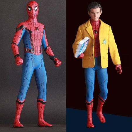 2 Sign Crazy Toys Marvel Avengers Spiderman Home Coming with Suit PVC Statue Figure Model Toys 2 Head 25cm