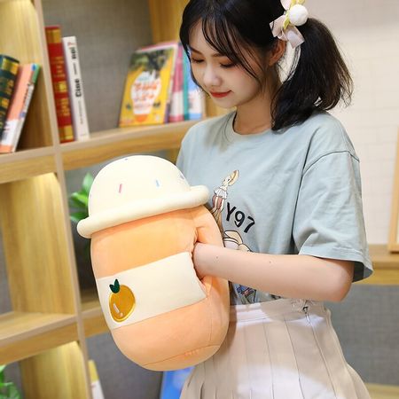 38cm Cartoon fruit bubble tea cup shaped pillow plush toy real-life stuffed soft cushion hand warmer avocado doll girls gift