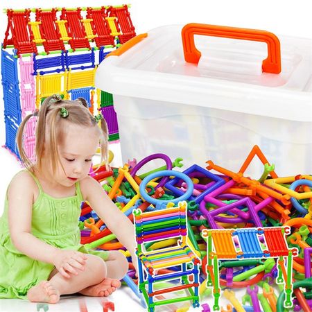 500Pcs/set Plastic Blocks Building Construction Toys Set Smart Magic Wand Assembling Inserting Block Toys For Kids Storage Box
