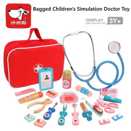Wooden Pretend Play Doctor Educational Toys for Children Medical Simulation Medicine Chest Set for Kids Interest Development