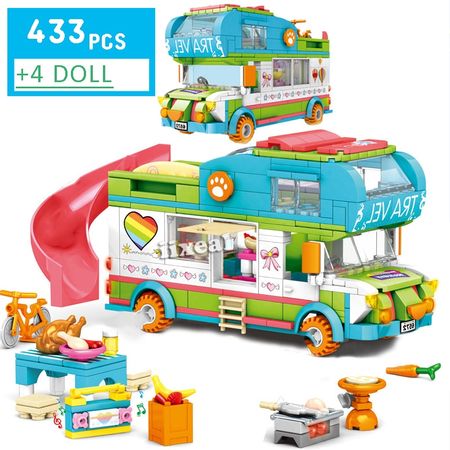 Fit Lego for Girls City Campered Bus Set Building Blocks Friends Creative Bricks Educational Girl Toys Christmas Gifts 433pcs
