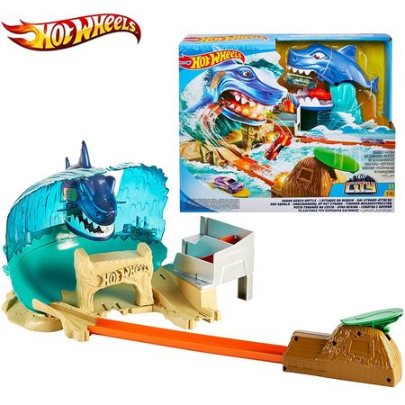 Original Hot Wheels Track City Shark Beach Battle toys Play Set Connect With Accessory Hotwheels Metal For Birthday Gift FNB21