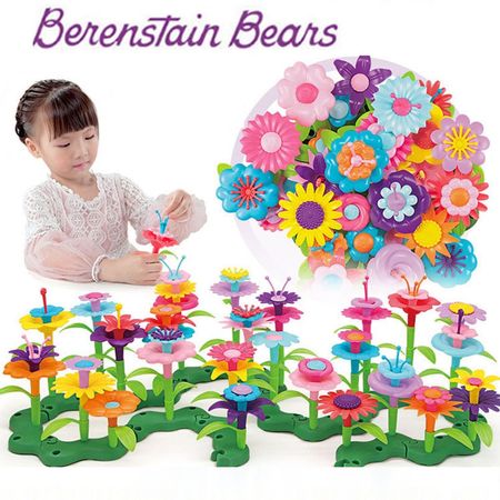 46Pcs/set DIY Beads Flowers Toys for Girls Dream Garden Series Flower Interconnecting Blocks Creative DIY Bricks Educational Toy