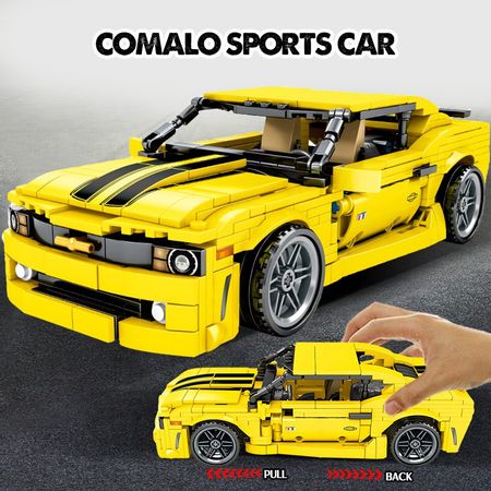 558pcs Creator Yellow Pull Back Sports Car Model Building Blocks City Technic Car Enlighten Bricks Toys For Boys