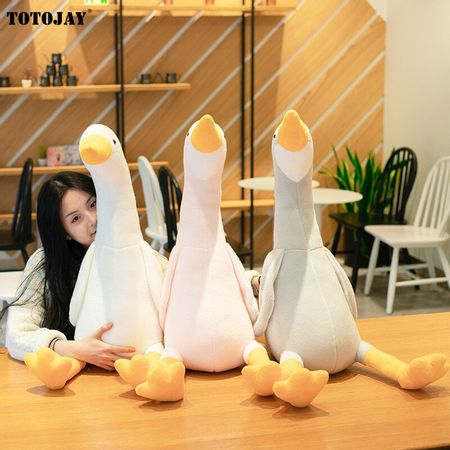 32-100cm Huaggble Big Plush White Duck Toy Giant Size Pink Duck Long Neck Goose Lifelike Animal Doll toys for Kids Birthday Gift