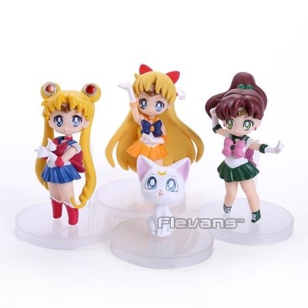 Anime Sailor Moon Figure Tsukino Usagi Sailor Mars Mercury Jupiter Venus Saturn PVC Figures Toys