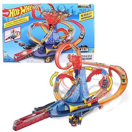 Hot Wheels Original Track toy Volcano Adventure Theme Car Carros Birthday Kids Gift Set Toys For Children Brinquedos oyuncak