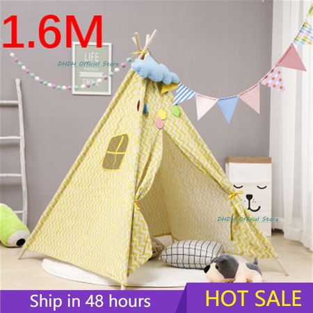 1.6M House For Children Tent Portable Kids Tent Cabana Tipi Infantil Baby Teepee Tents Castle Carpet/LED Lights/Decoration