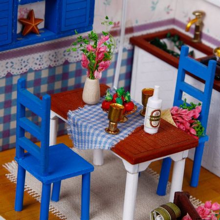 3D Wooden Furniture DollHouse Diy Doll House Minature Kit Roombox Warm Time LED light Handmade Creative Gifts
